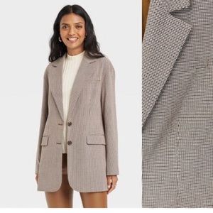 Oversized brown houndstooth blazer Large L